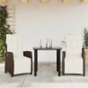 Ensemble à manger de jardin 3 pcs et coussins marron poly rotin 510787510787