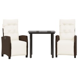 Ensemble à manger de jardin 3 pcs et coussins marron poly rotin 510787510787