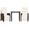 Ensemble à manger de jardin 3 pcs et coussins marron poly rotin 510787510787