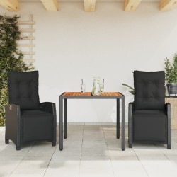 Ensemble à manger de jardin avec coussins 3 pcs Noir 510788510788