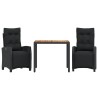 Ensemble à manger de jardin avec coussins 3 pcs Noir 510788510788