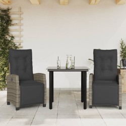 Ensemble à manger de jardin 3 pcs coussins gris résine tressée 510789510789