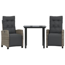 Ensemble à manger de jardin 3 pcs coussins gris résine tressée 510789510789