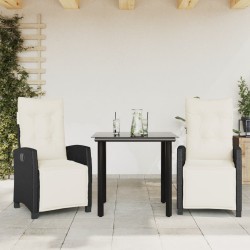 Ensemble à manger de jardin avec coussins 3 pcs Noir 510793510793