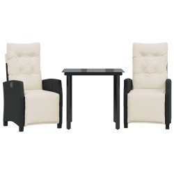 Ensemble à manger de jardin avec coussins 3 pcs Noir 510793510793