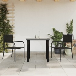 Ensemble à manger de jardin 3 pcs noir résine tressée et acier 510807510807