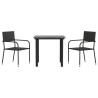 Ensemble à manger de jardin 3 pcs noir résine tressée et acier 510807510807