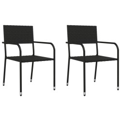 Ensemble à manger de jardin 3 pcs noir résine tressée et acier 510807510807
