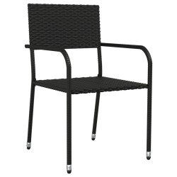Ensemble à manger de jardin 3 pcs noir résine tressée et acier 510807510807