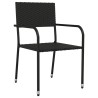 Ensemble à manger de jardin 3 pcs noir résine tressée et acier 510807510807