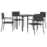 Ensemble à manger de jardin 5 pcs noir résine tressée et acier 510808510808
