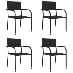 Ensemble à manger de jardin 5 pcs noir résine tressée et acier 510808510808