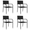 Ensemble à manger de jardin 5 pcs noir résine tressée et acier 510808510808