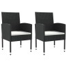 Ensemble à manger de jardin 3 pcs noir résine tressée et acier 510809510809