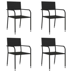 Ensemble à manger de jardin 5 pcs noir résine tressée et acier 510815510815