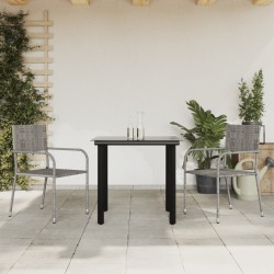 Ensemble à manger de jardin 3pcs gris/noir résine tressée/acier 510816510816