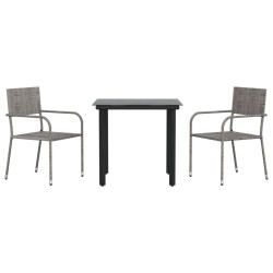 Ensemble à manger de jardin 3pcs gris/noir résine tressée/acier 510816510816