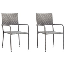 Ensemble à manger de jardin 3pcs gris/noir résine tressée/acier 510816510816