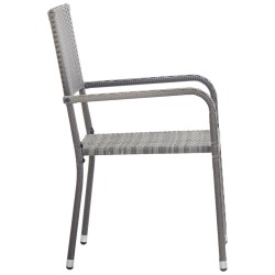 Ensemble à manger de jardin 3pcs gris/noir résine tressée/acier 510816510816