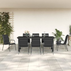 Ensemble à manger de jardin 9 pcs noir textilène et acier 510848510848