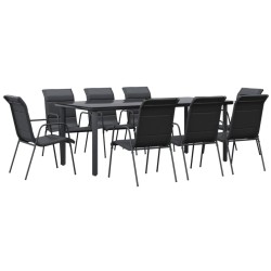 Ensemble à manger de jardin 9 pcs noir textilène et acier 510848510848