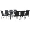 Ensemble à manger de jardin 9 pcs noir textilène et acier 510848510848