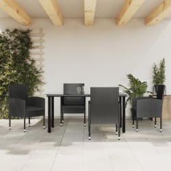 Ensemble à manger de jardin 5 pcs noir résine tressée et acier 510850510850