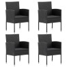 Ensemble à manger de jardin 5 pcs noir résine tressée et acier 510850510850