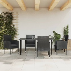 Ensemble à manger de jardin 5 pcs noir résine tressée et acier 510854510854