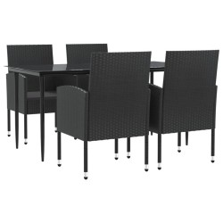 Ensemble à manger de jardin 5 pcs noir résine tressée et acier 510854510854