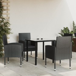 Ensemble à manger de jardin 5 pcs noir résine tressée et acier 510859510859