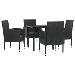 Ensemble à manger de jardin 5 pcs noir résine tressée et acier 510859510859
