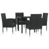 Ensemble à manger de jardin 5 pcs noir résine tressée et acier 510859510859
