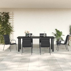 Ensemble à manger de jardin 7 pcs noir textilène et acier 510861510861