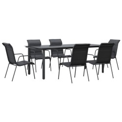 Ensemble à manger de jardin 7 pcs noir textilène et acier 510861510861