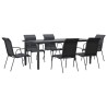 Ensemble à manger de jardin 7 pcs noir textilène et acier 510861510861