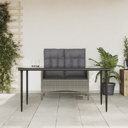 Ensemble à manger jardin et coussins 2 pcs gris rotin 510862510862