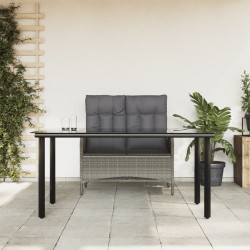 Ensemble à manger jardin et coussins 2 pcs gris rotin 510871510871