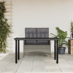 Ensemble à manger jardin et coussins 2 pcs gris rotin 510872510872