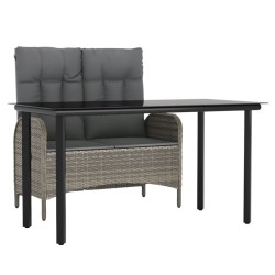 Ensemble à manger jardin et coussins 2 pcs gris rotin 510872510872