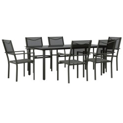 Ensemble à manger de jardin 7 pcs noir textilène et acier 510877510877