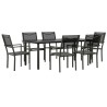 Ensemble à manger de jardin 7 pcs noir textilène et acier 510877510877