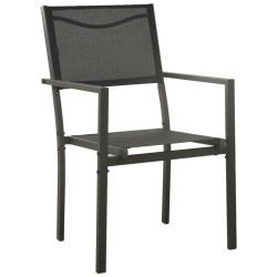 Ensemble à manger de jardin 7 pcs noir textilène et acier 510877510877