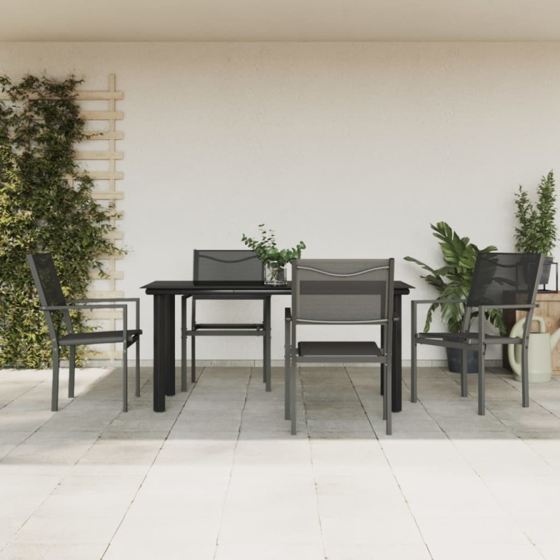 Ensemble à manger de jardin 5 pcs noir textilène et acier 510879510879