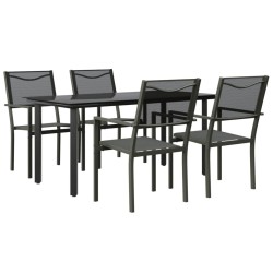 Ensemble à manger de jardin 5 pcs noir textilène et acier 510879510879