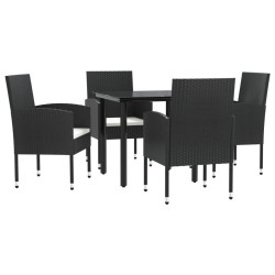 Ensemble à manger de jardin 5 pcs noir résine tressée et acier 510883510883