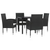 Ensemble à manger de jardin 5 pcs noir résine tressée et acier 510883510883