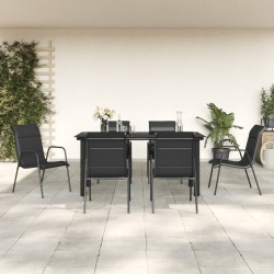 Ensemble à manger de jardin 7 pcs noir textilène et acier 510885510885