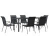 Ensemble à manger de jardin 7 pcs noir textilène et acier 510885510885