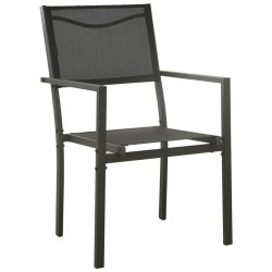 Ensemble à manger de jardin 5 pcs noir textilène et acier 510886510886
